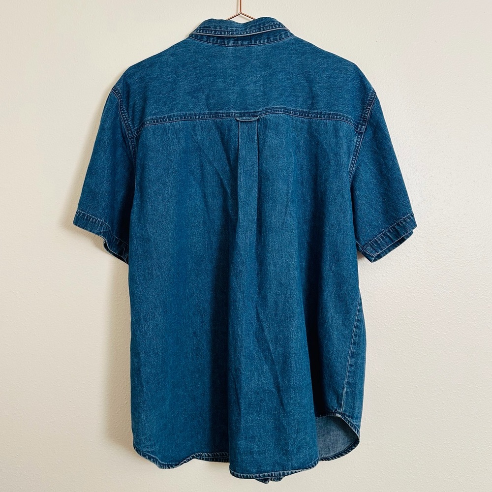 Bobbie Brooks Vintage Denim Shirt Floral Embroidered Short Sleeve Button Down - Picture 8 of 10